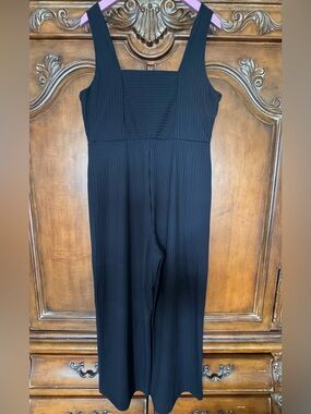 wild fable Black Ribbed Wide-Legged Jumpsuit